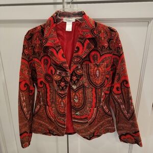 Vintage Isaac Mizrahi Red Paisley Corduroy Blazer
